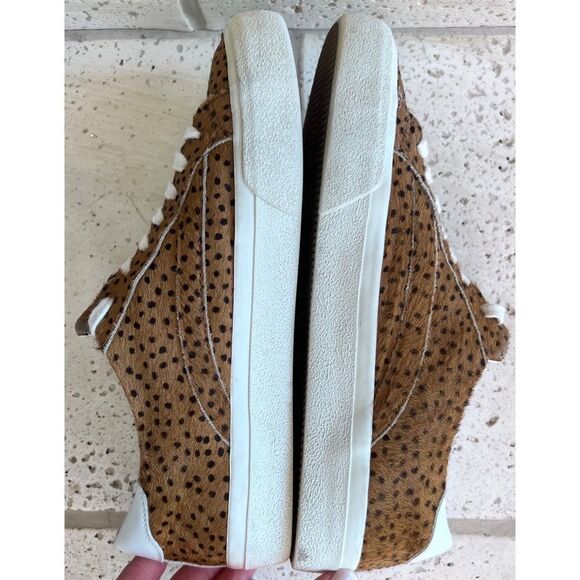 Madewell Sidewalk Low Top Spot Calf Hair Lace Up Sneakers Brwn Blck Sz W 7/M 5.5 - Picture 10 of 15